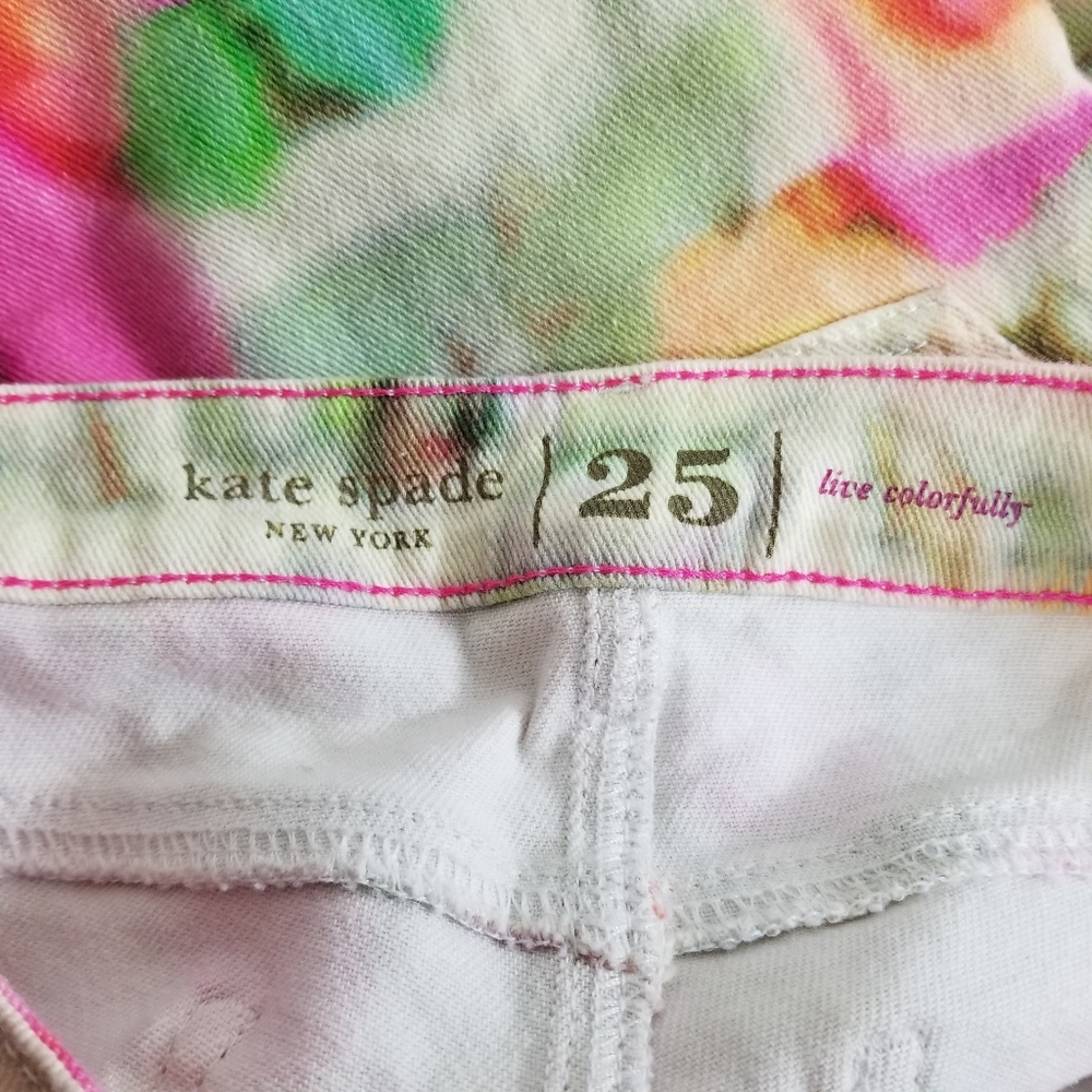 Kate Spade Broome St Watercolor Cropped Jeans Y2K Coquette Boho 25 - Picture 12 of 16